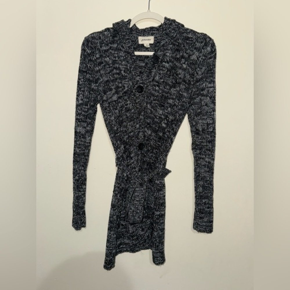 St.John Bay Hooded Gray Button-Up Sweater